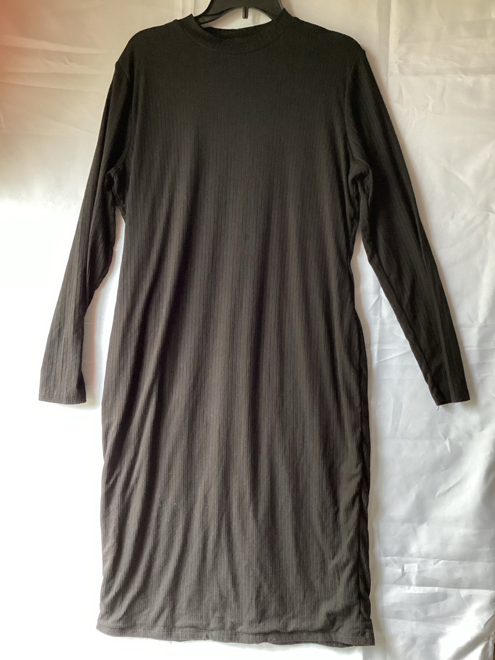 200 Fashion Nova Black Ribbed Turtleneck Midi Dress